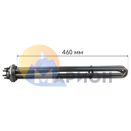 Блок ТЭН 12,0 кВт для воды 460 мм фланец G2" 380 В (трубка + колпак) JH
